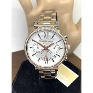 Michael Kors Women's Watch MK6558 Sofie Quartz Chronograph Rose Gold Steel 39mm